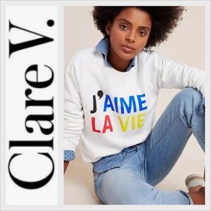 Clare V. Sweatshirt J’Aime La Vie size S